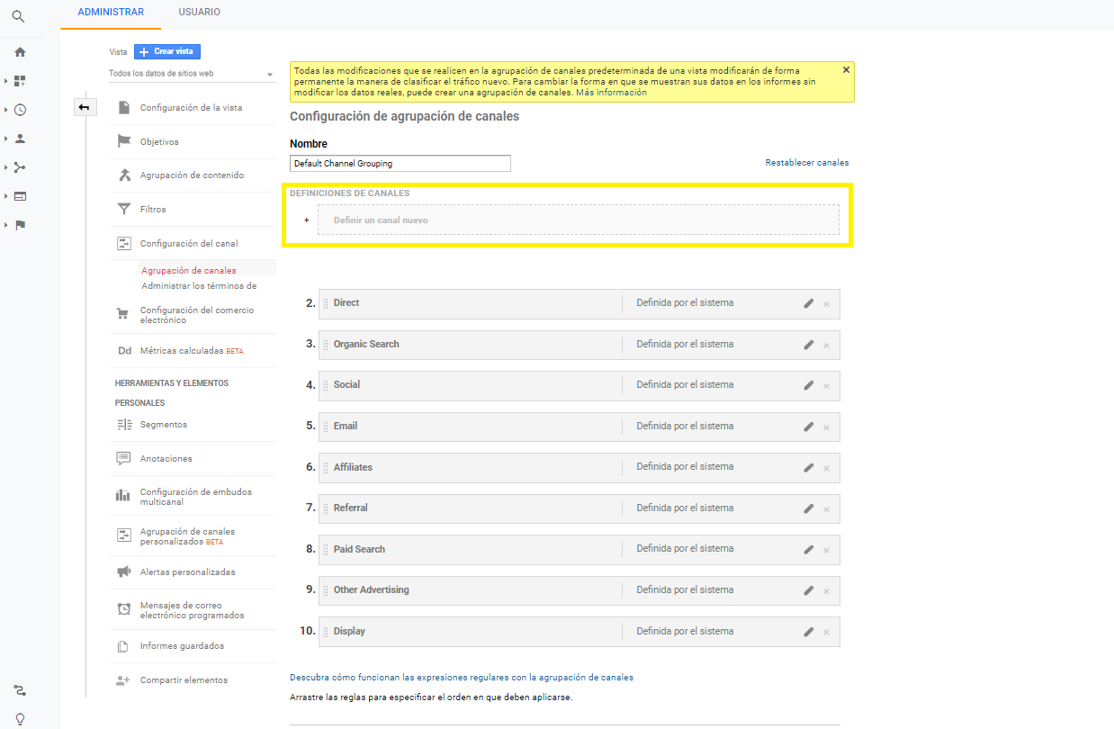 New channel for Google Analytics