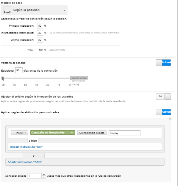 Different attribution model to compare Display