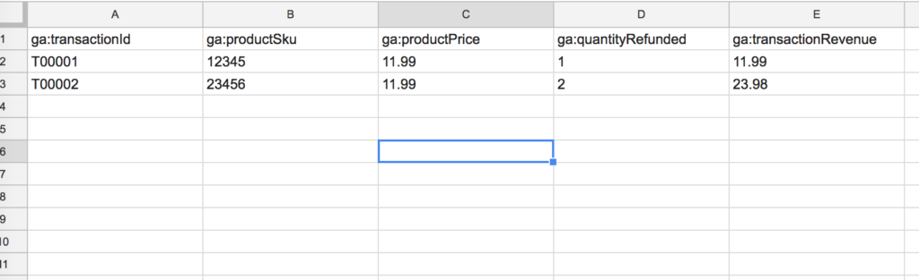 Detail of orders in Excel