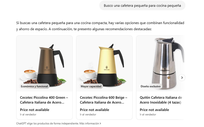 ejemplo chat shopping